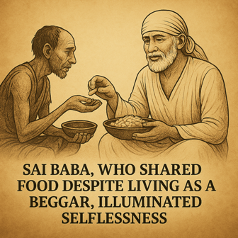 Sai Baba shared food despite living as a beggar illuminated selflessness